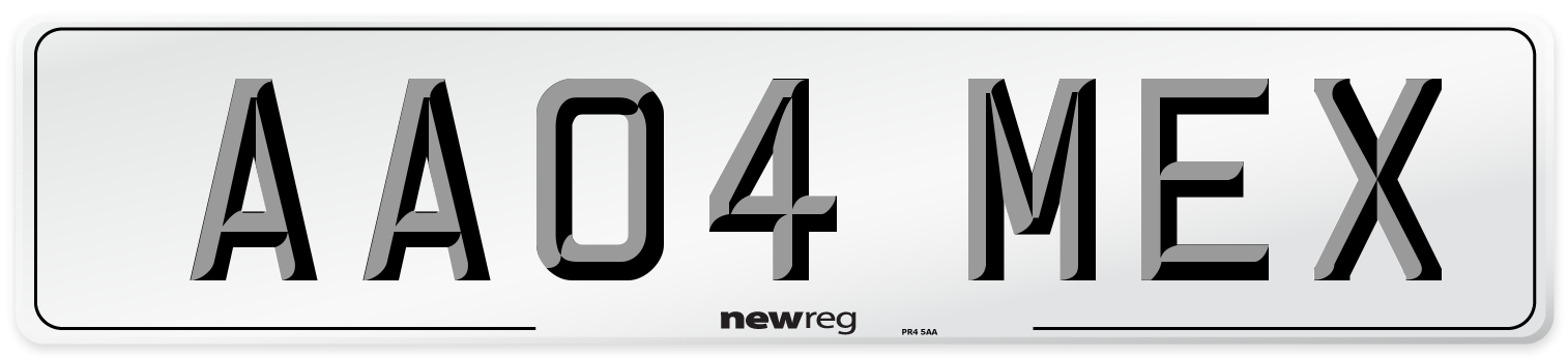 AA04 MEX Number Plate from New Reg